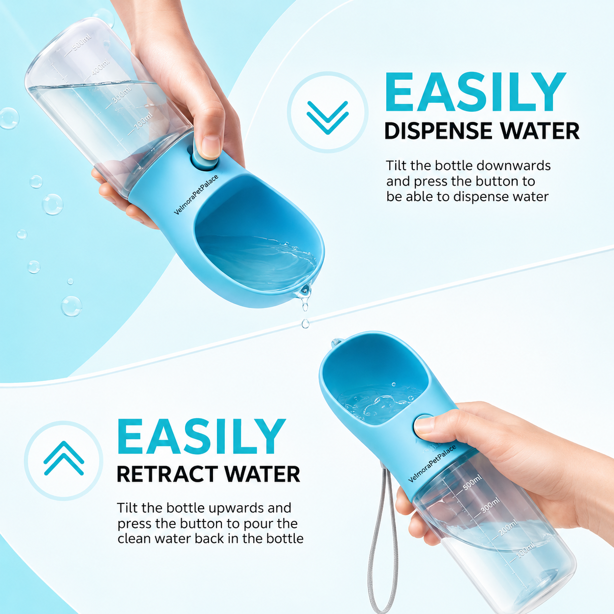 Dog Water Bottle Portable with Food Container & Filter for Travel | Feeding & Hydration | Travel Water Bowl | Portable Pet Dispenser | Dog Gifts | Puppy Essentials | for Hiking Camping Beach