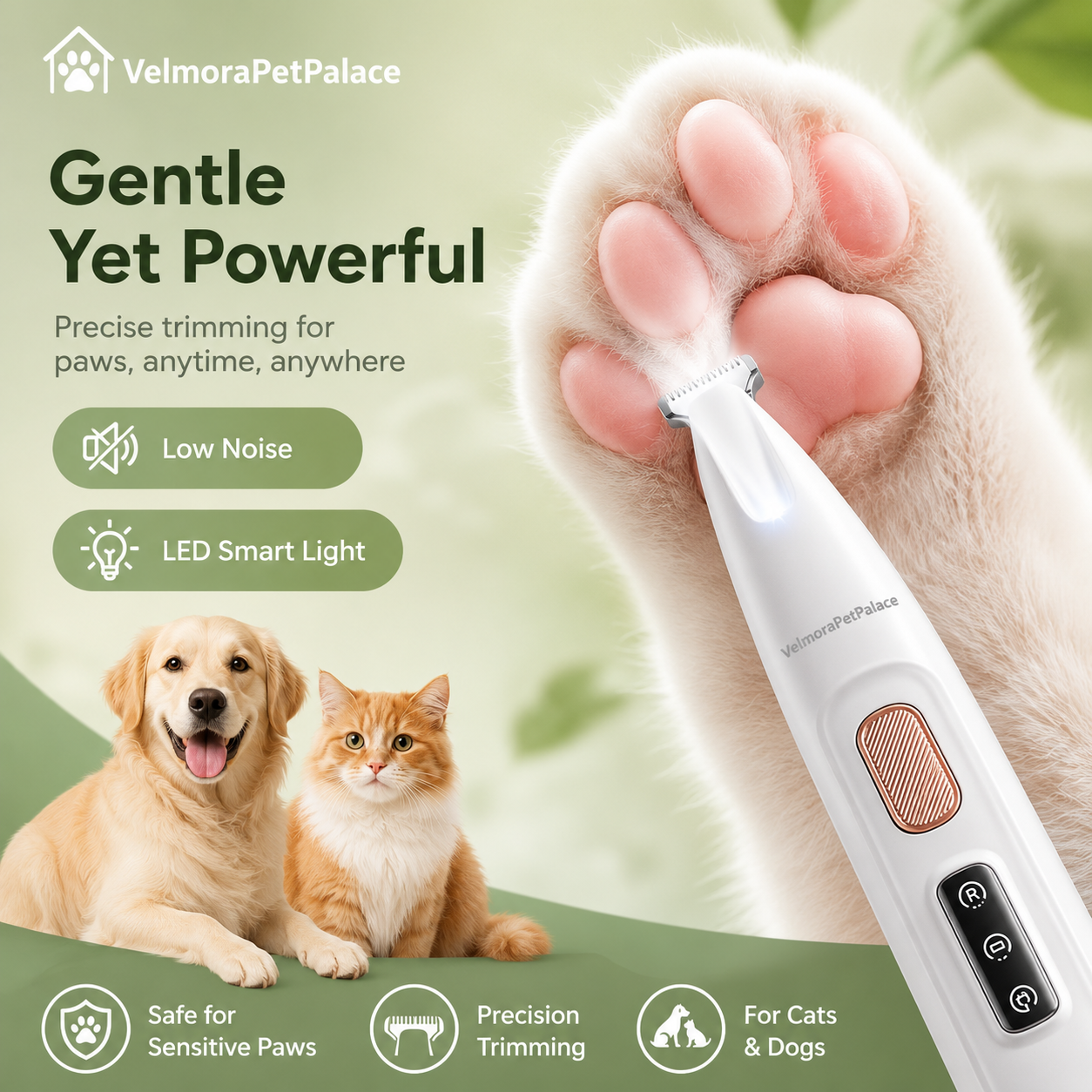 Pet Electric Clipper with LED Light for Paw Grooming