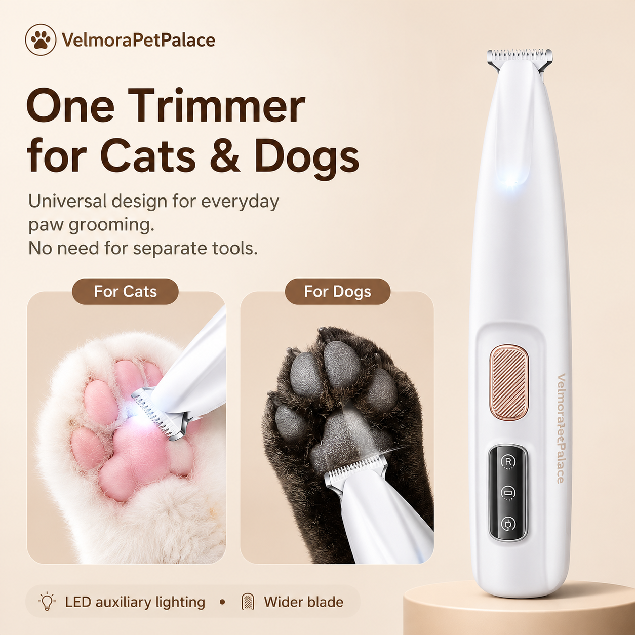 Pet Electric Clipper with LED Light for Paw Grooming