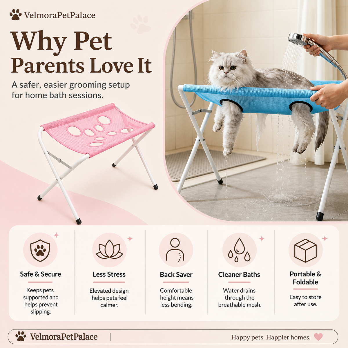 Foldable Pet Bathing Stand Cat And Dog Bath Hammock